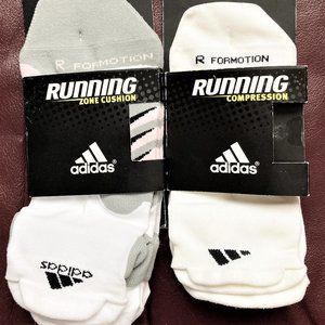 2 PAIRS NWT Adidas Socks Running Formation Low-Cut S M Women White Pink Blue